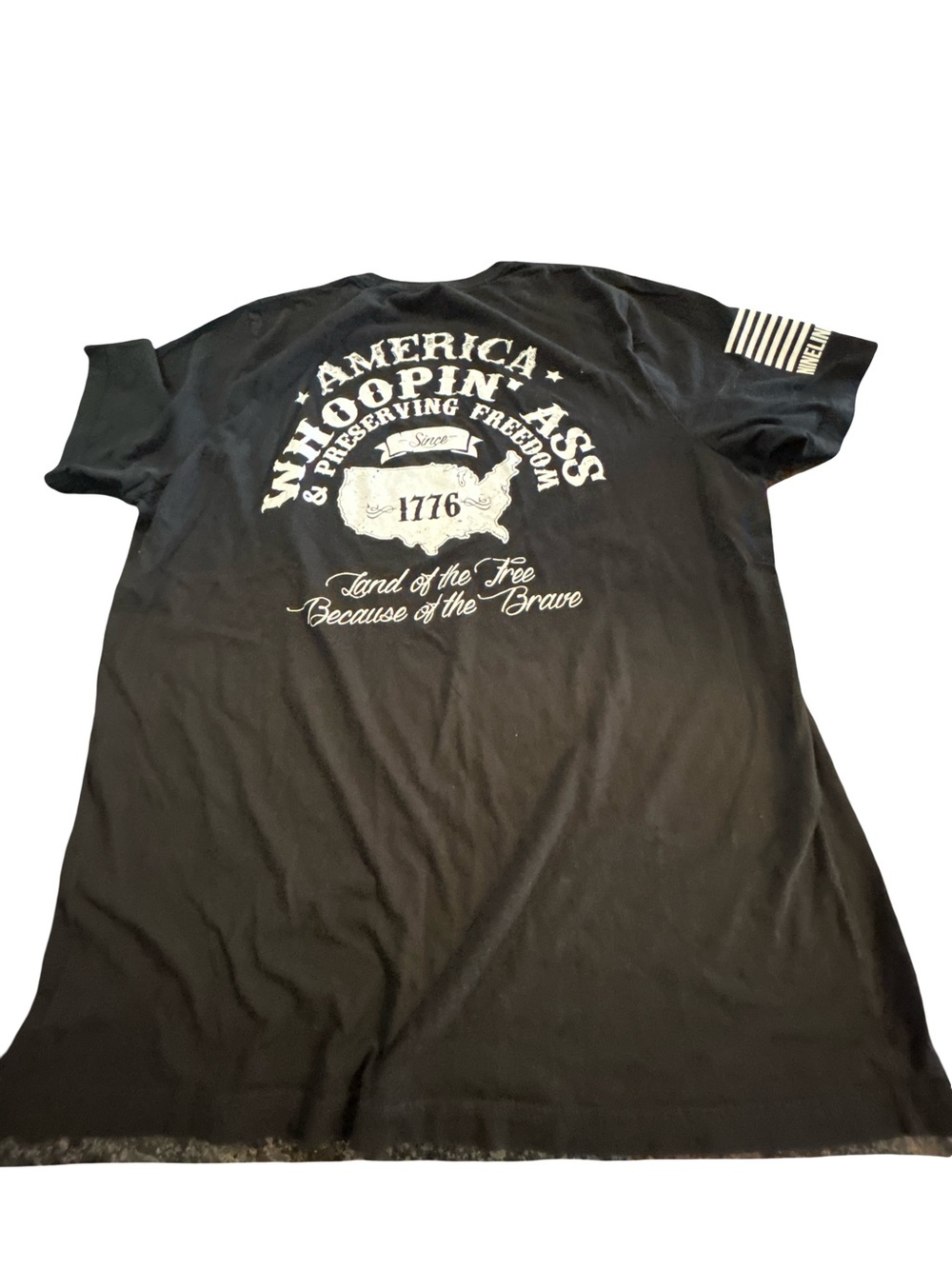 Nine Line Apparel Patriotic America Whoopin’ Ass Graphic T-Shirt Black Military